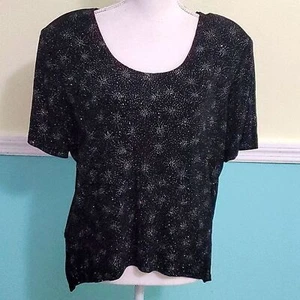 Molly Malloy Evening Vintage Black Rainbow Sparkly Party Event Flowy Top 12 - Picture 1 of 9