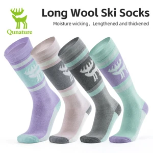 Qunature Wool Ski Socks Thermal Comfortable Multi-Colored Snow Sports Socking - Picture 1 of 12