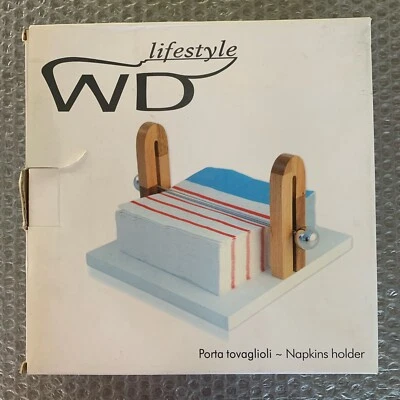 PORTATOVAGLIOLI BIANCO CON INSERTI MULTILEGNO MARCA WD LIFESTYLE - Immagine 1 di 4