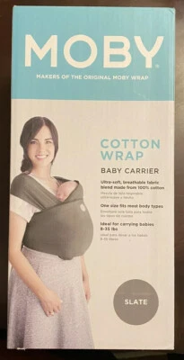 Moby Wrap - Portabebés 100% Algodón - 8-35 libras - Gris Pizarra Nuevo, Caja Sin Abrir Foto 1 de 4