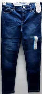 NWT Girls Super Skinny 10 Wonder Nation Jeans Adjustable Waist Dark Blue Stretch - Picture 1 of 4