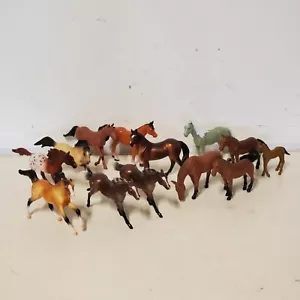 Lot of 13 Horses Hard Plastic Mixed Pony Running Grazing Standing - Picture 1 of 8