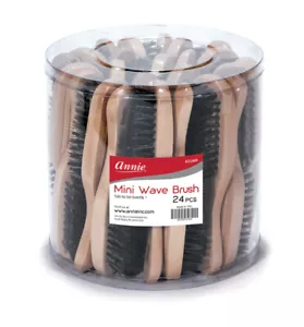 Cepillo Annie Mini Ondas Cerdas Rígidas 50% Marrón Claro Jabalí Blanco y Nailon #2069 24ct - Imagen 1 de 2