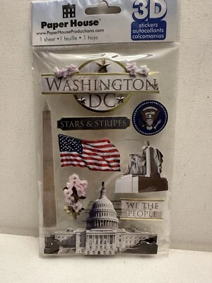 Pegatina álbum de recortes 3D casa de papel estrellas de Washington DC rayas casa blanca Foto 1 de 2