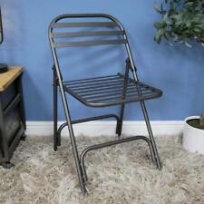 Dark Grey Folding Chair - Emergency Seating Gun Metal Black Slatted