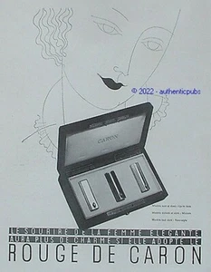 PUBLICITE CARON ROUGE A LEVRE LE SOURIRE DE LA FEMME ELEGANTE DE 1933 AD PUB - Picture 1 of 1