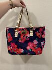 Lily Pulitzer GWP Canvas Navy "Small Garden Games" Shore Tote 15.5" X 12"