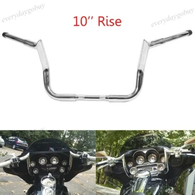 Fit Harley Electra Street Glide FLHT Rise 10"Chrome Bar Ape Meathook Handlebar - Image 1 of 4