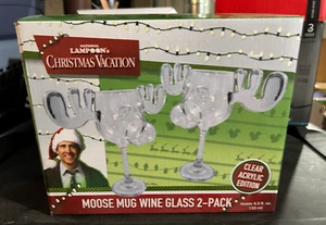 ICUP National Lampoon's Christmas Vacation 2 Pc Clear Acrylic Moose Mug Set NEW - Picture 1 of 5