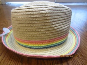 NWT BABY GAP TODDLER BOY STRAW HAT XS S TAN MULTI COLOR STRIPES EASTER - Picture 1 of 5