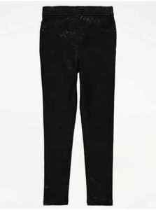 George Girls’ Black Leopard Shimmer Denim Leggings 5-6 Years 110/116 CM New - Picture 1 of 8