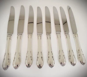 8 Lunt Sterling Silver Modern Victorian Dinner Knives Stainless Blade 8 5/8 - Picture 1 of 4