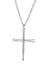 Herren Drum Sticks Kreuz Halskette - Psalm 101:1 - Bild 1 von 4