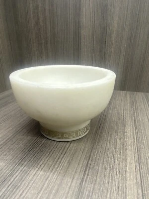 Mortar Bowl Cream/ White With Gold Design Solid Marble Mortar Bowl - Image 1 of 4