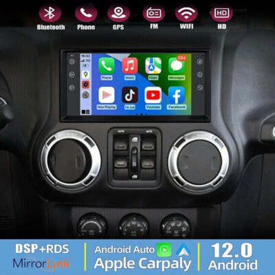 For Jeep Wrangler 2007-2017 Car Stereo Apple CarPlay Android 12 Radio GPS Navi Foto 1 de 4
