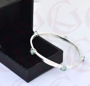 5 Ct Blue Diamonds Bangle Bracelet 925 Silver. Great luster. - Picture 1 of 6