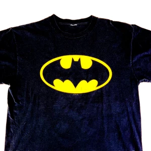 Batman Mens Medium Large Logo Symbol Black T Shirt Vintage DC Comics 2000 - Picture 1 of 10
