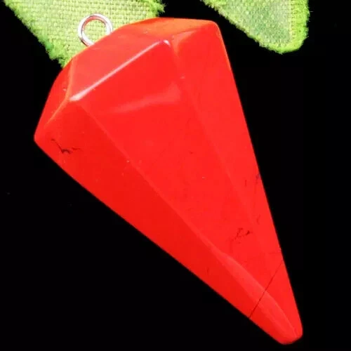 Hermoso péndulo de jaspe rojo facetado y cadena de 7" ¡ENVÍO GRATUITO EN EE. UU.! Foto 1 de 1