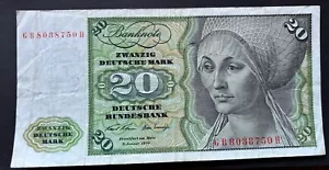 Germany 20 Deutsche Mark 1970 Federal Republic Banknote - Picture 1 of 2