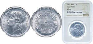 France 1947 5 Francs Aluminium NGC MS 64 - Picture 1 of 1