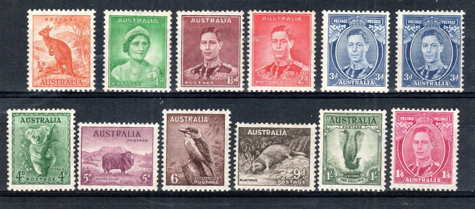 Australien 1937-49 Werte Bis 1S 4D + 3D Die II SG 164-75 MH - Bild 1 von 1