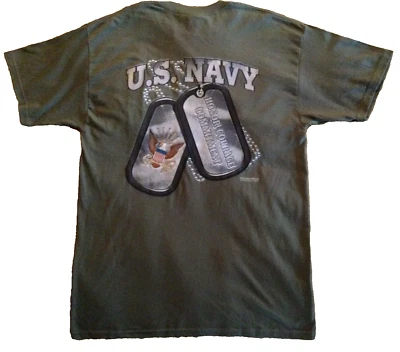 U S Navy T Shirt Size Large  Honor Courage Commitment Olive Green - Image 1 of 4