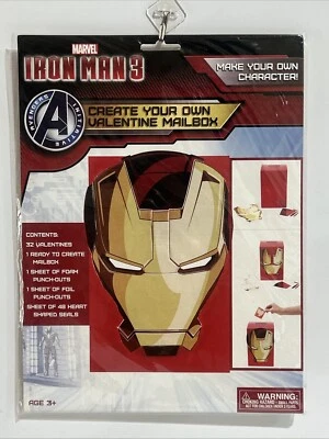 Marvel Iron Man 3 Create Your Own Valentine Box with 32 Valentines NEW - Image 1 of 4