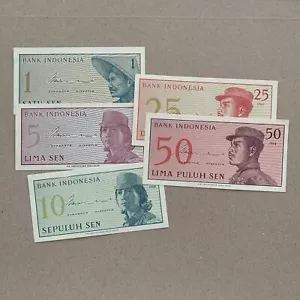 5 Pcs Indonesia Rupiah Banknote Lot 1964 Indonesia Currency Paper Money Set - Picture 1 of 2
