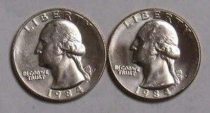 1984 P&D Washington Quarters in BU condition - Picture 1 of 2
