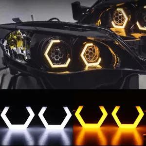 Cotton Hexagon LED Angel Eyes Hex Halo Rings Turn Signal Light Car Headlight DRL - Picture 1 of 10