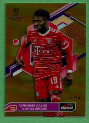 Alphonso Davies 2022-23 Topps Finest 40 GOLD REFRACTOR /50 Bayern       *CORNER* - Image 1 of 3