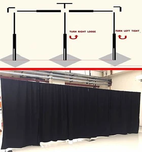 QUICK BACKDROP KIT 10 FT TALL x 10 FT - 50 FT WIDE PIPE WITH DRAPE(BLACK DRAPES) - Picture 1 of 43