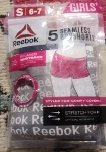 NEW 4 pack girls Reebok 5 Seamless boyshorts sz 6-7 relaxed waistband underwear - Picture 1 of 3