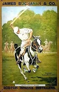 James Buchanan & Co Whisky Polo Scene embossed steel sign 300mm x 200mm (hi) - Picture 1 of 1
