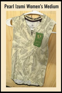 Camiseta deportiva de ciclismo Pearl Izumi Attack sin mangas - M para mujer, estampado de palma de plumas - Imagen 1 de 13