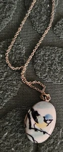 Adorable Gold Plated Oval Locket Pendant Enamel Fairy Wren On Chain - Picture 1 of 5