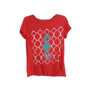 Crown & Ivy T-Shirt Damen Small Seepferdchen Strand Ozean Distressed Grafik Logo - Bild 1 von 5