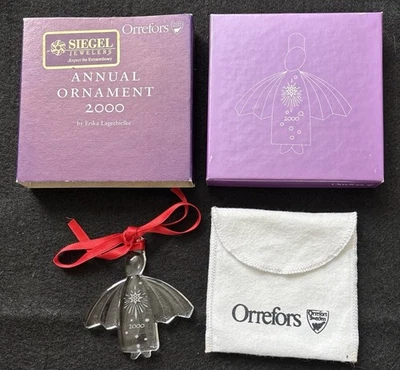 Orrefors 2000 Anual Ángel Cristal Navidad Adorno Por Erika Lagerbielke Foto 1 de 4