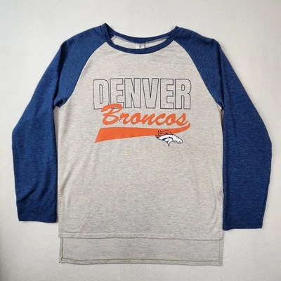 Camisa Denver Broncos Mujer XL Gris Azul NFL Fútbol Manga Larga Equipo Ropa Foto 1 de 4