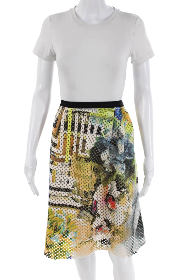 Clover Canyon Womens Printed Laser Cut Lined Knee Length Skirt Multicolor Size L - Image 1 of 4