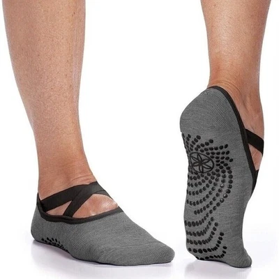 Gaiam Yoga Barre Socks - Non Slip Sticky Toe Grip Accessories One Size Gray New - Image 1 of 4