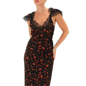 Rumored Frontier Lace Black Maxi Dress XS Black Floral Romantic Shabby Chic - Picture 1 of 10
