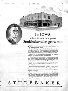 1926 Ad Studebaker Ed Hogan Franchise Owner River to River Garage Marengo IA - Picture 1 of 1