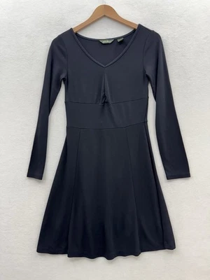 Vestido midi acanalado negro manga larga pequeño Eddie Bauer para mujer Foto 1 de 4
