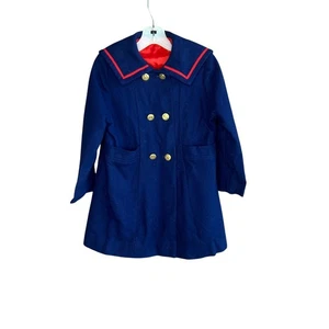 Millicent's of San Francisco Vintage 60s Girls Blue Sailor Nautical Coat Size 6 - Picture 1 of 10