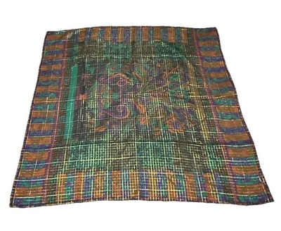 Pañuelo cuadrado de seda LANVIN Paris turquesa multicolor dorado diseñador Foto 1 de 4