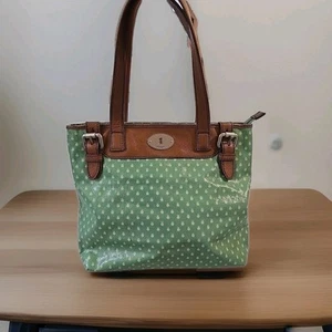 Fossil Bag Key Bag Green And Brown Medium Shoulder Bag Inside Pockets Zipper - Picture 1 of 12