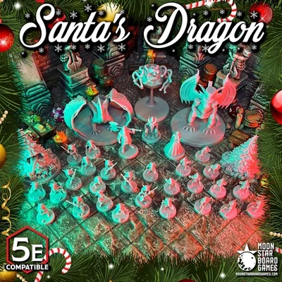 Santa's Dragon 27pc - CHRISTMAS D&D Miniatures, DnD Minis, Dungeons and Dragons - Image 1 of 4