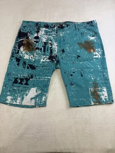 A Tiziano Shorts Herren 48 blau weiß abstrakt Farbspritzer Grafik Streetwear - Bild 1 von 15
