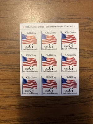1994 32c Old Glory Flag G Rate Booklet Pane of 9 #2886 - Image 1 of 2